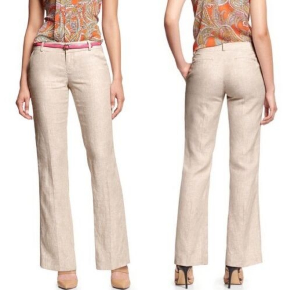 * Banana Republic Off White Linen Pants | Martin Fit Trousers |  Size 0